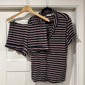 Nordstrom Lingerie shirt and short striped pajama set - both size S